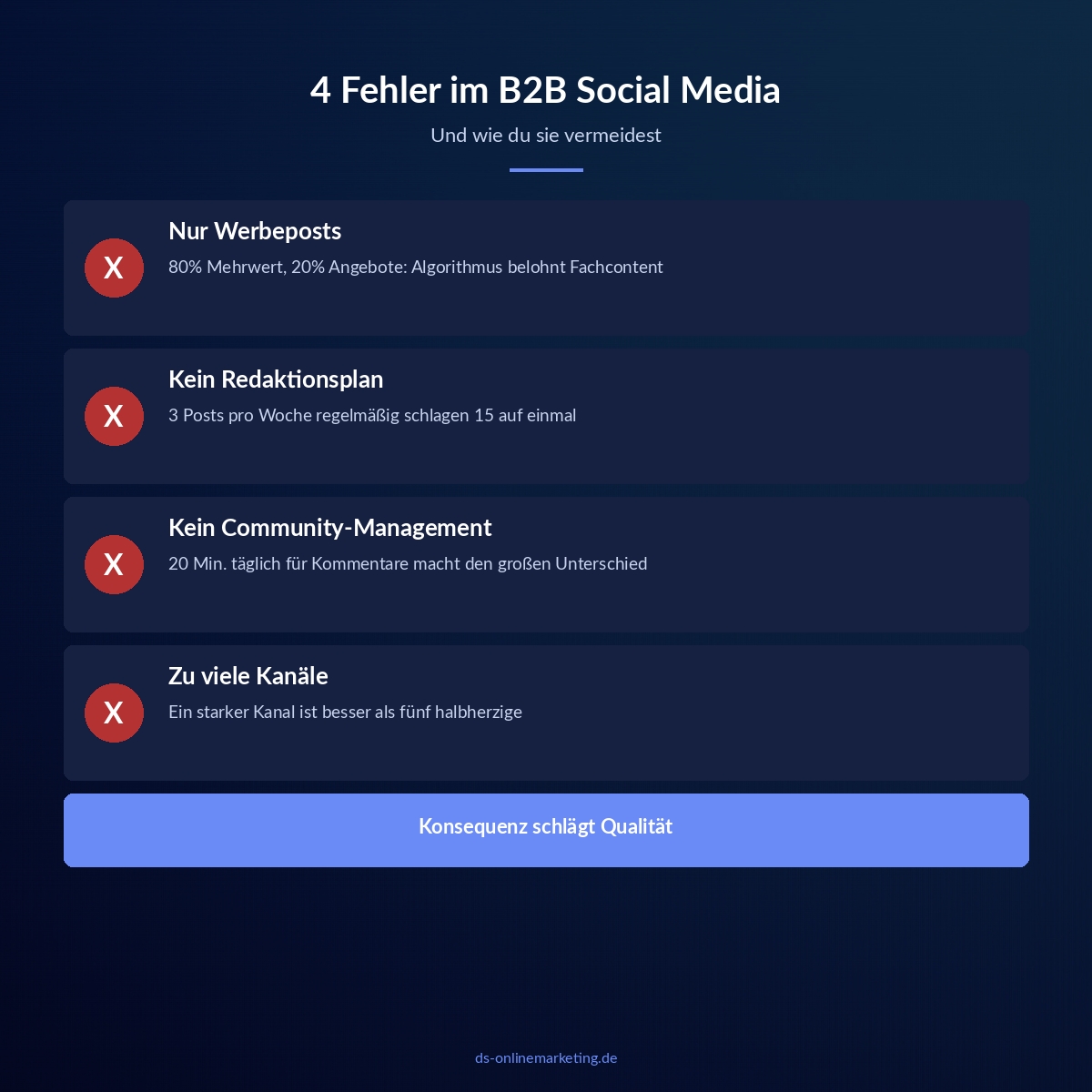 b2b social media fehler