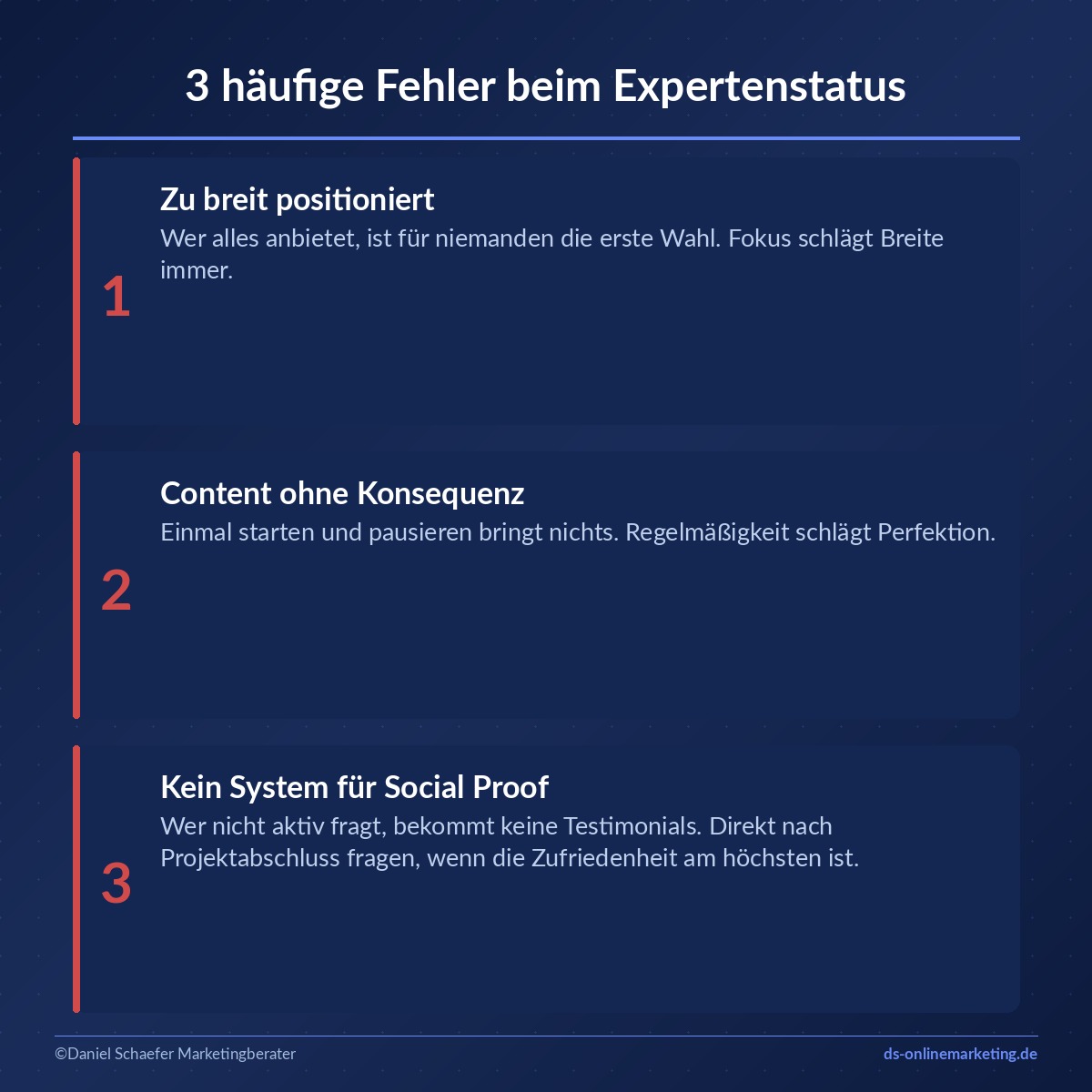 expertenstatus aufbauen fehler