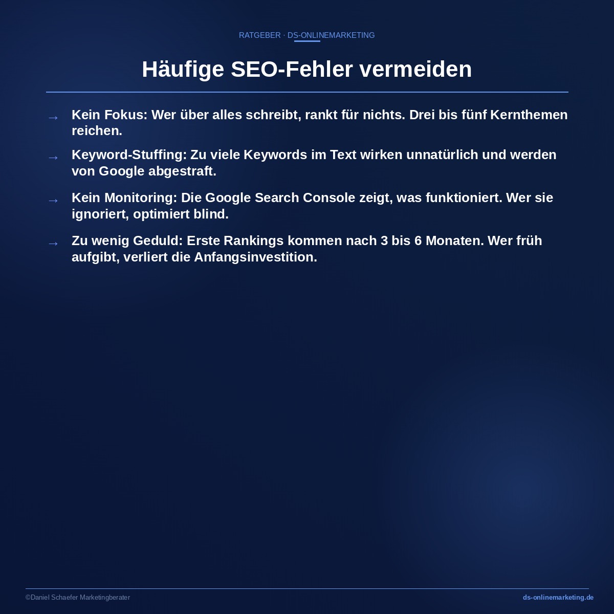 seo fuer selbststaendige fehler