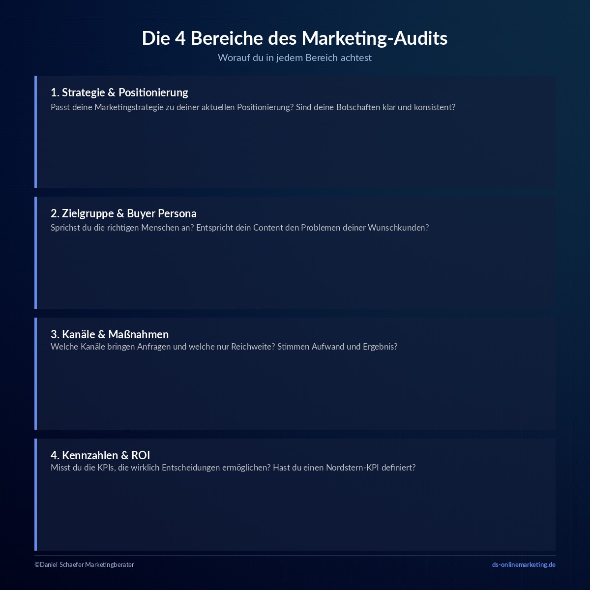 Marketing-Audit für Selbstständige: So erkennst du, was dein Marketing wirklich bremst 2 marketing audit vier bereiche