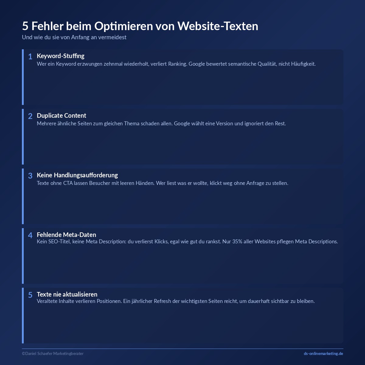 website texte optimieren fehler