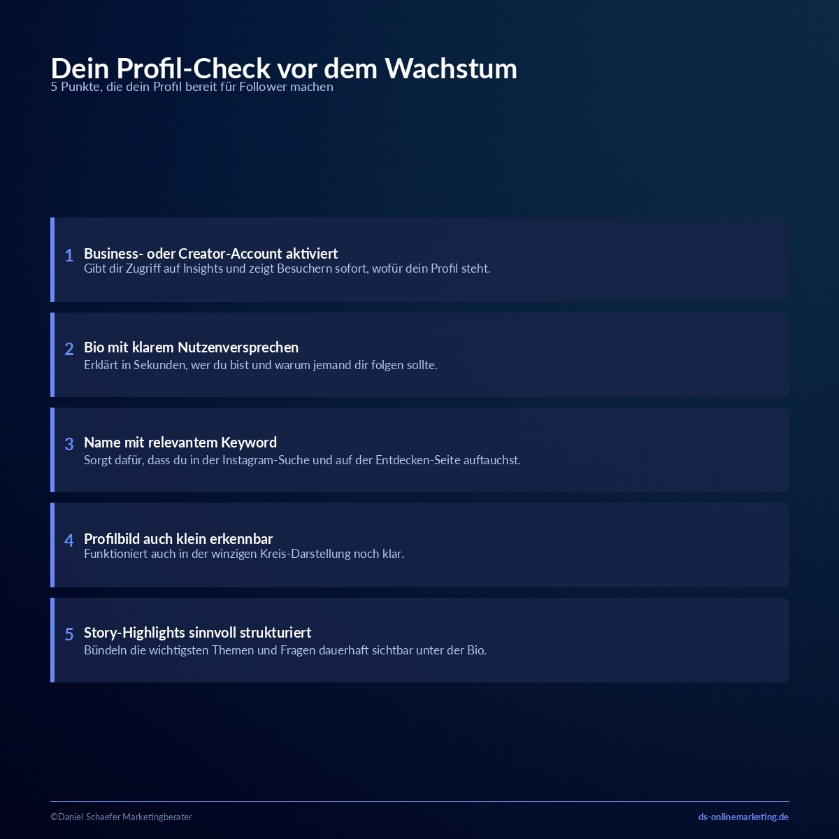 1000 follower instagram profil checkliste
