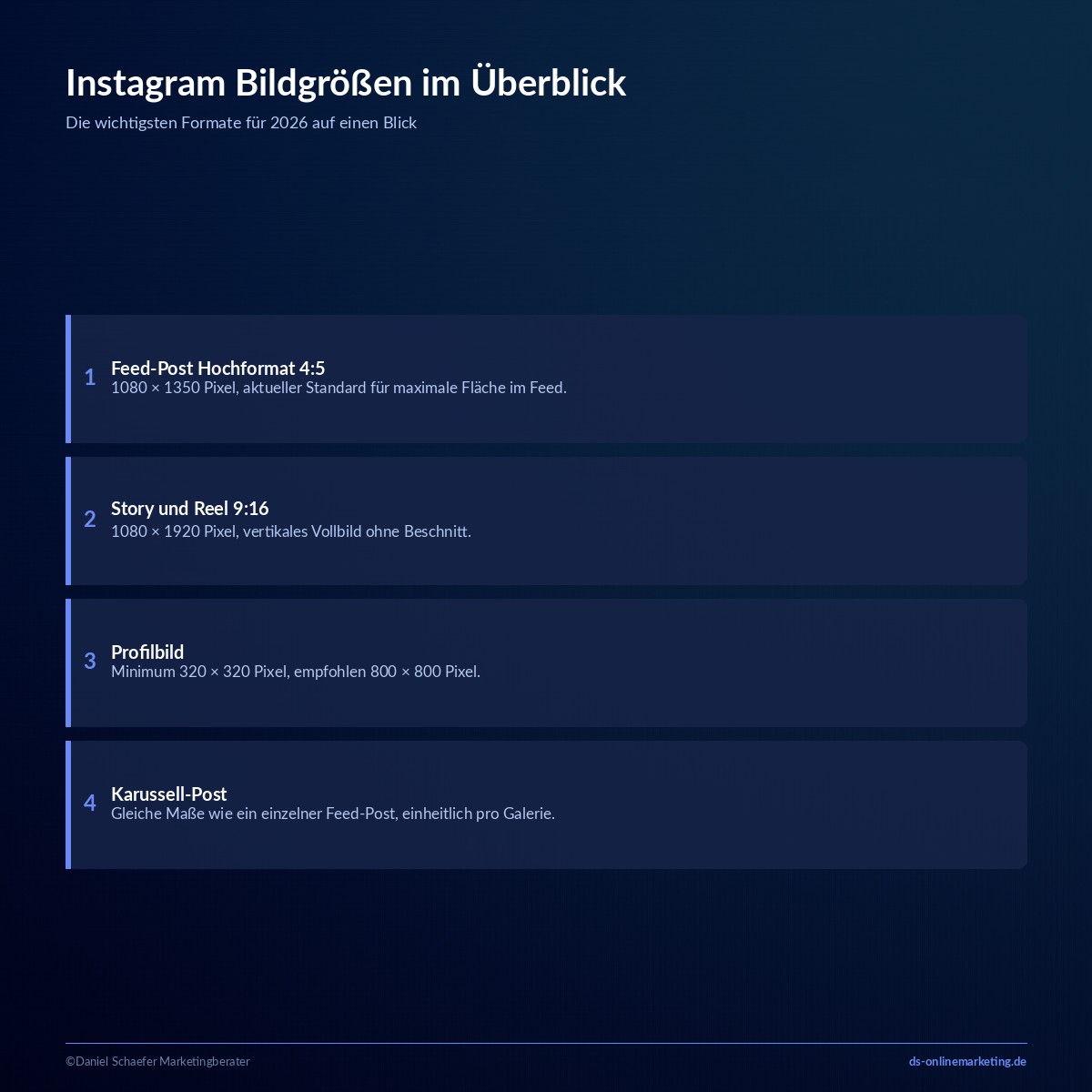 Instagram Bildgrößen 2026: Die exakten Maße für jedes Format 1 instagram bildgroessen uebersicht
