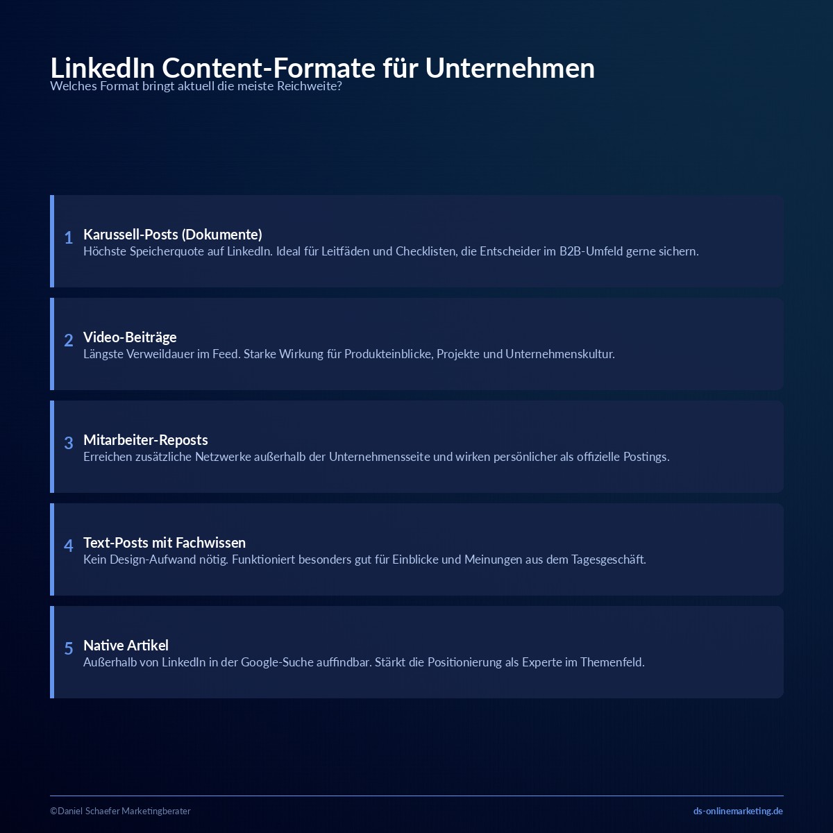 LinkedIn für Unternehmen: 7 Strategien für mehr Sichtbarkeit und Anfragen 2 linkedin fuer unternehmen content formate