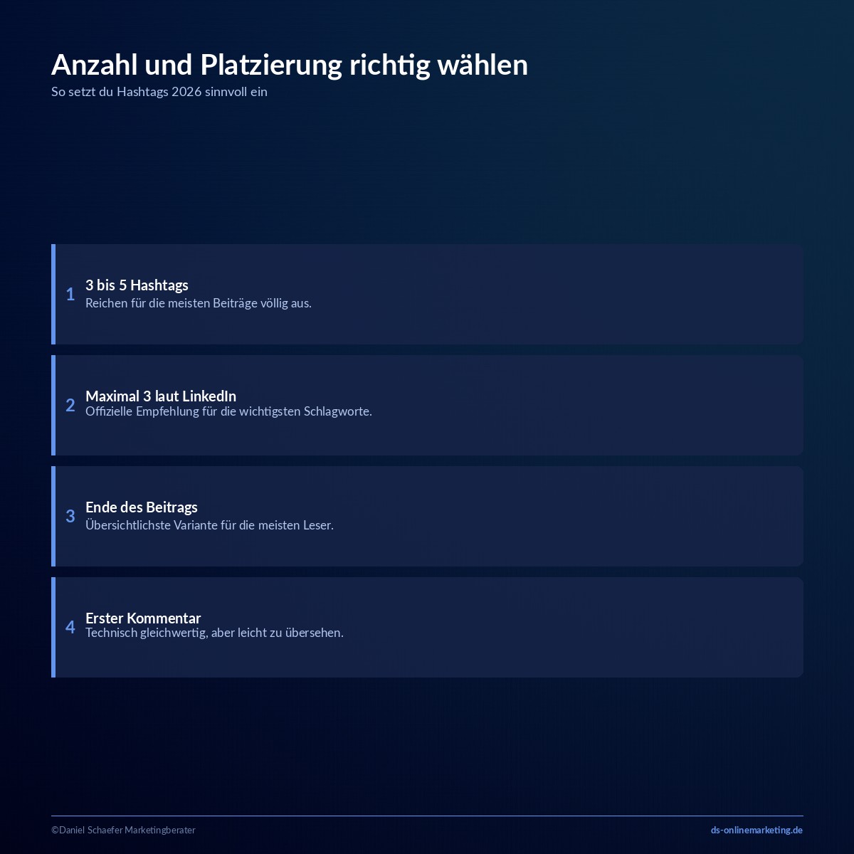 LinkedIn Hashtags: Wie viele du 2026 wirklich brauchst und ob sie noch wirken 4 linkedin hashtags anzahl platzierung