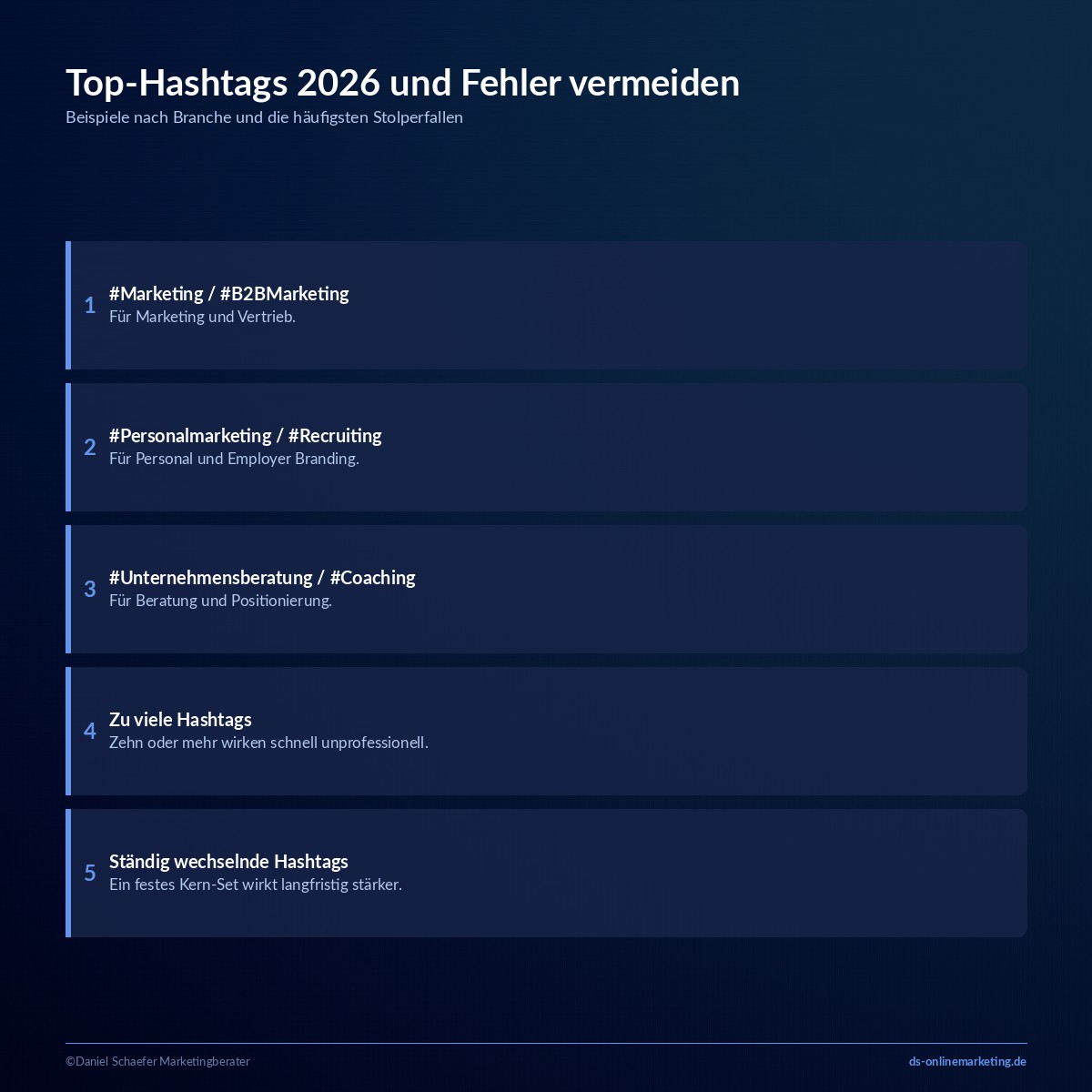 linkedin hashtags beispiele fehler