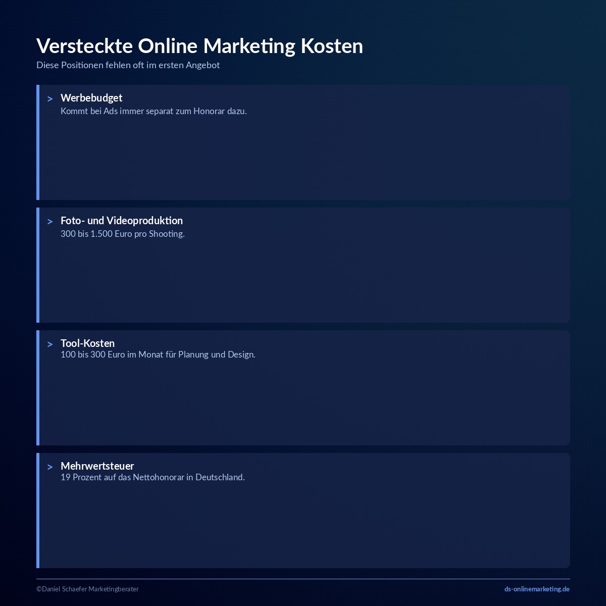 Online Marketing Kosten 2026: Was Unternehmen wirklich einplanen müssen 3 Versteckte Online Marketing Kosten: Werbebudget, Produktion, Tools, Steuer