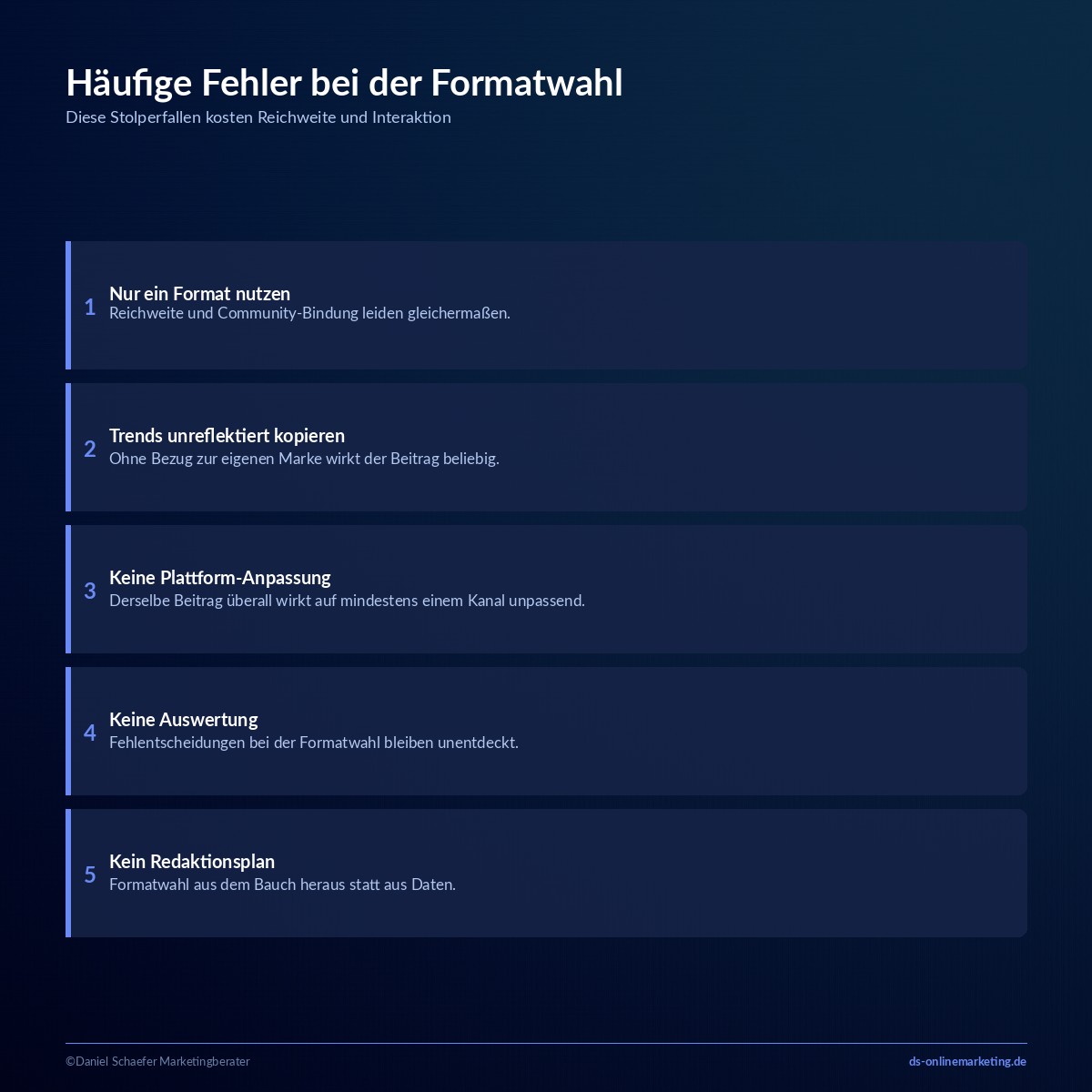 social media formate fehler