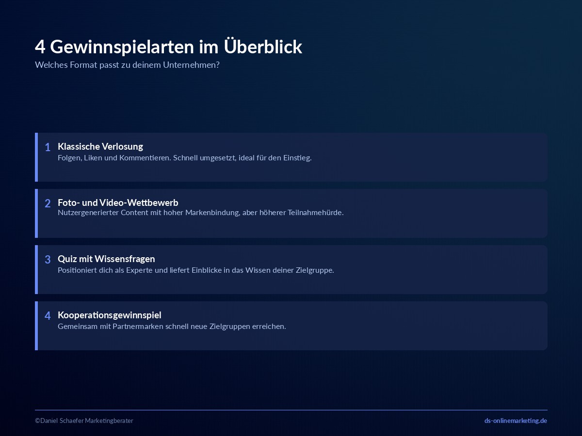 social media gewinnspiel gewinnspielarten