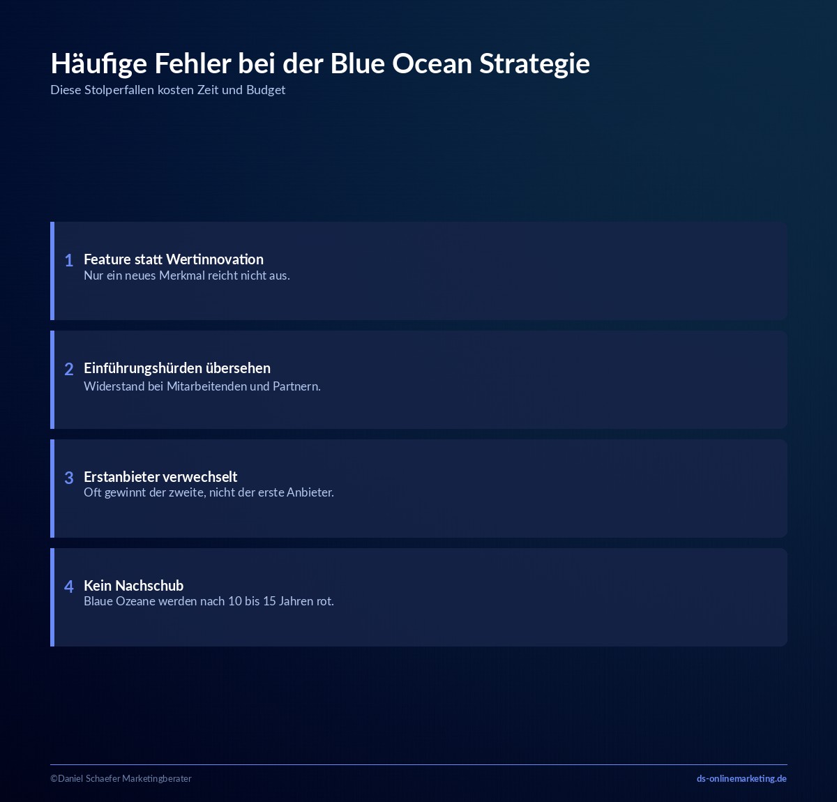 Blue Ocean Strategie: Definition, Beispiele und Werkzeuge für die Praxis 8 Häufige Fehler bei der Blue Ocean Strategie und wie du sie vermeidest