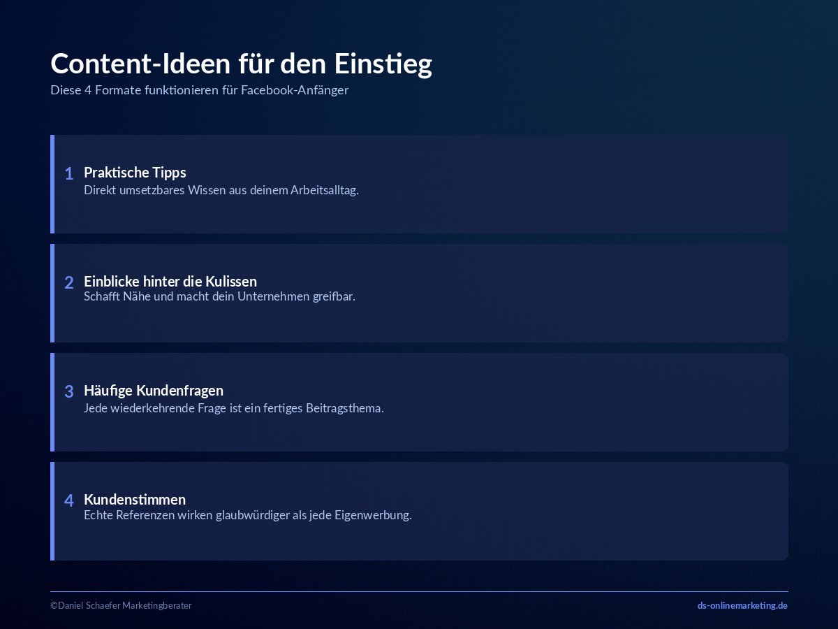 facebook fuer anfaenger content ideen