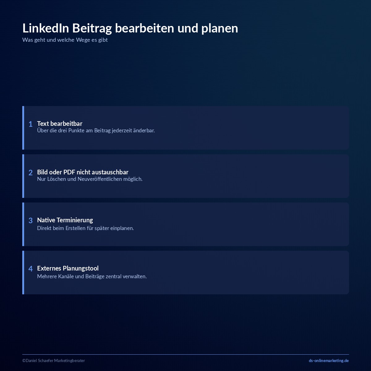 linkedin beitrag bearbeiten planen