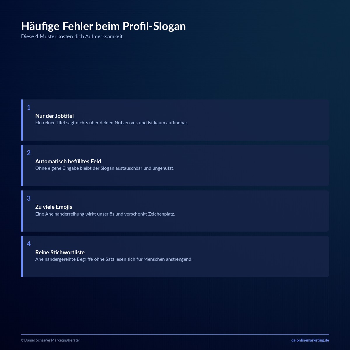 LinkedIn Profil-Slogan erstellen: Beispiele, Ideen und Anleitung 9 linkedin profil slogan fehler