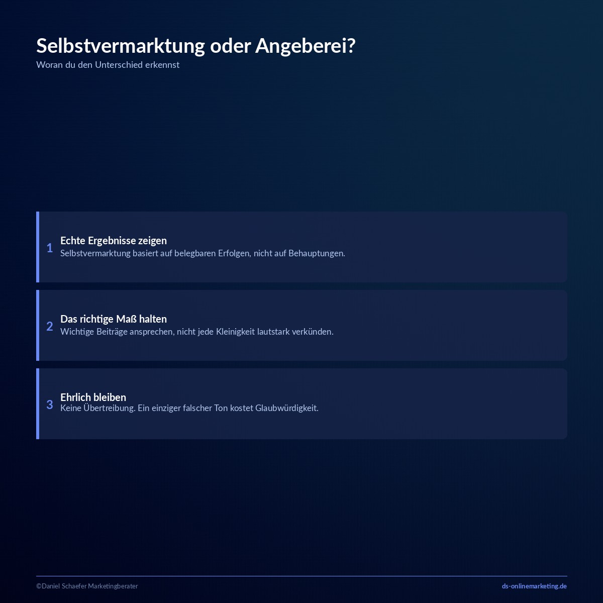 selbstvermarktung angeberei grenze