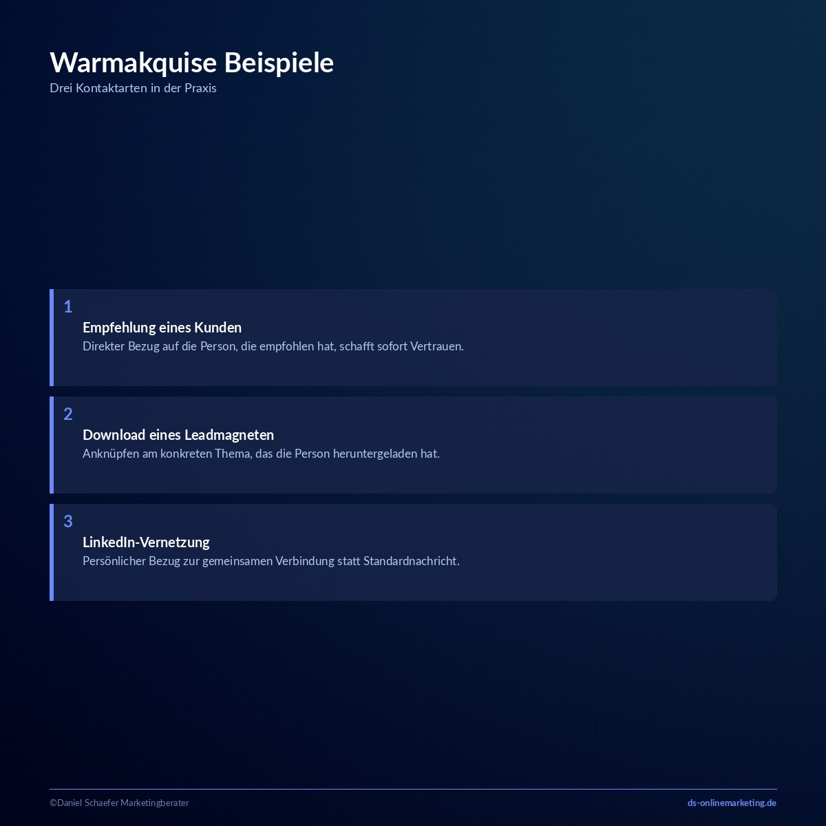 Warmakquise Beispiele nach Wärmegrad im Überblick