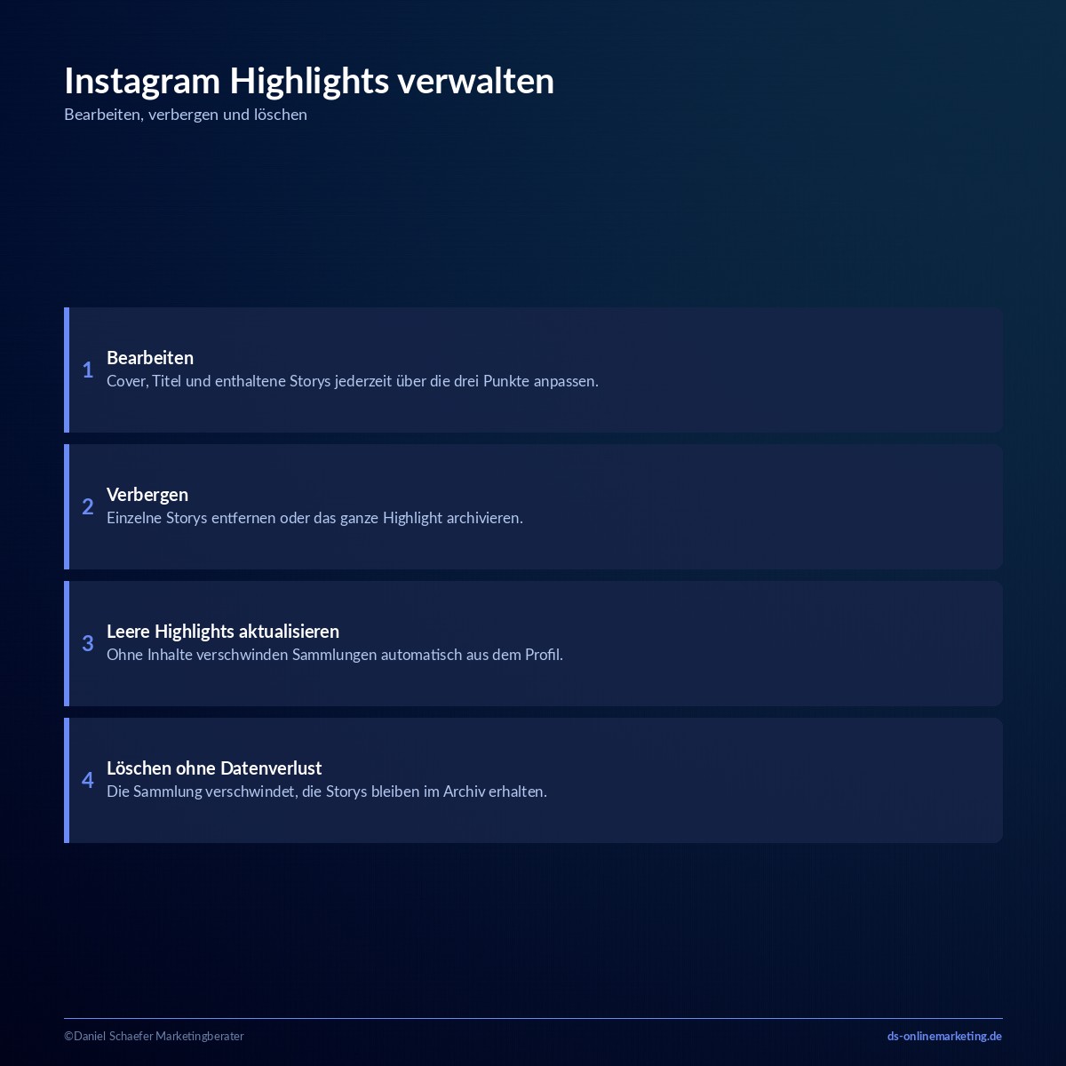 Instagram Highlights verwalten: Bearbeiten, verbergen und loeschen