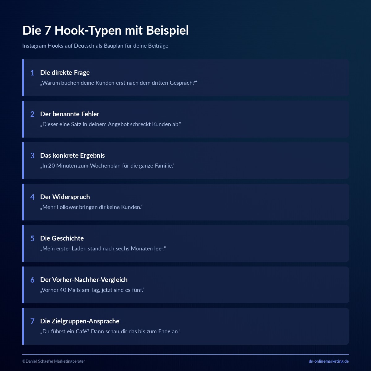 instagram hooks sieben typen