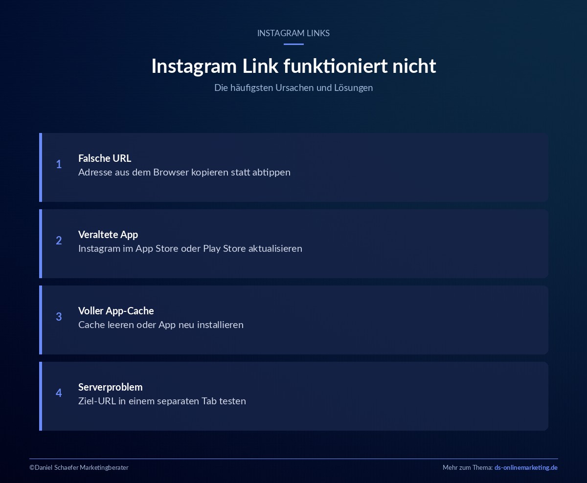 instagram links fehler beheben