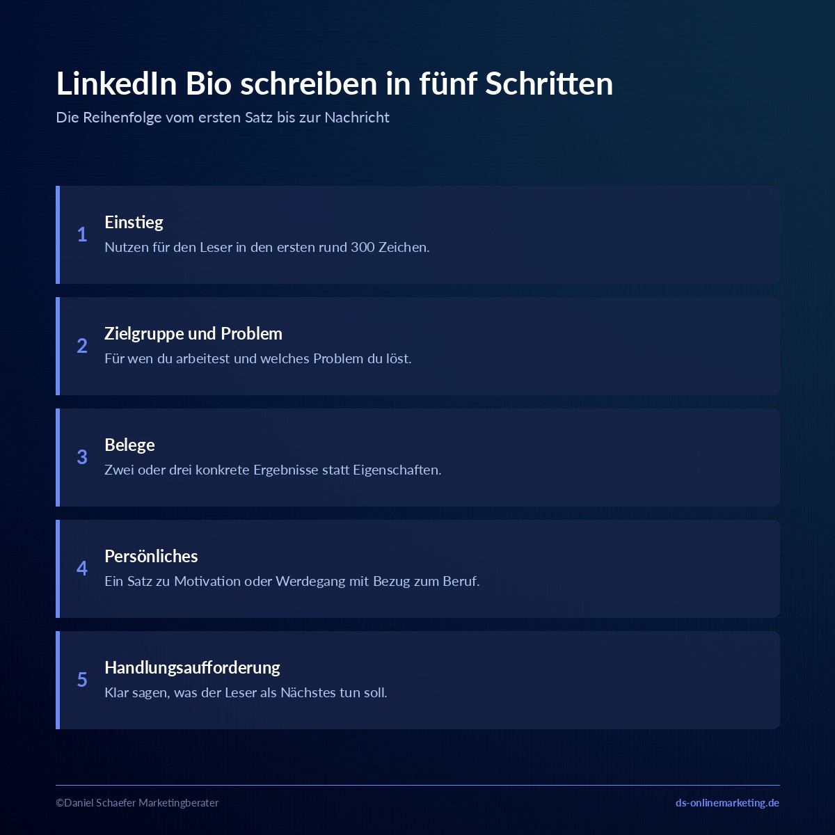 linkedin bio aufbau