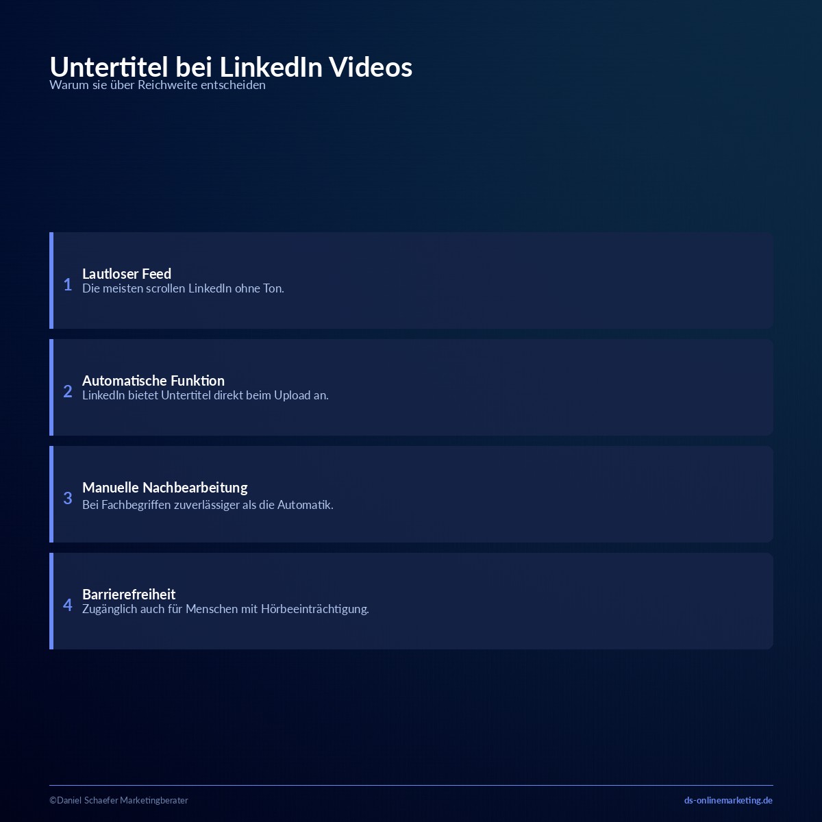 LinkedIn Videos: Format, Erstellung und Ads für mehr Reichweite 4 linkedin videos untertitel