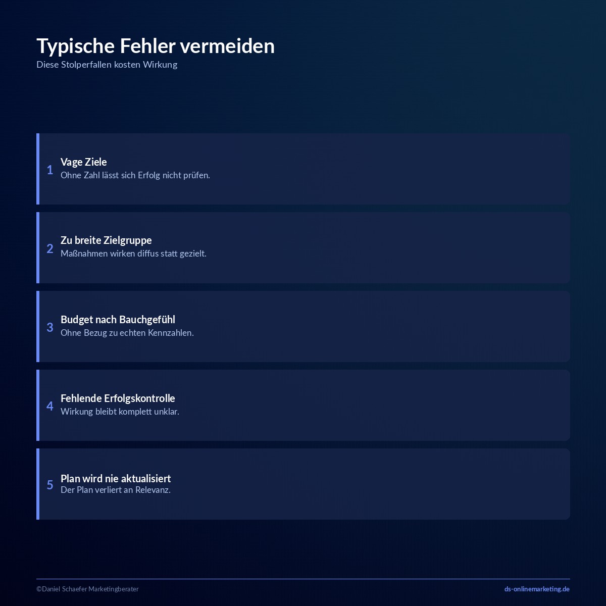 Marketingplanung: In 5 Phasen zum eigenen Marketingplan 6 marketingplanung fehler