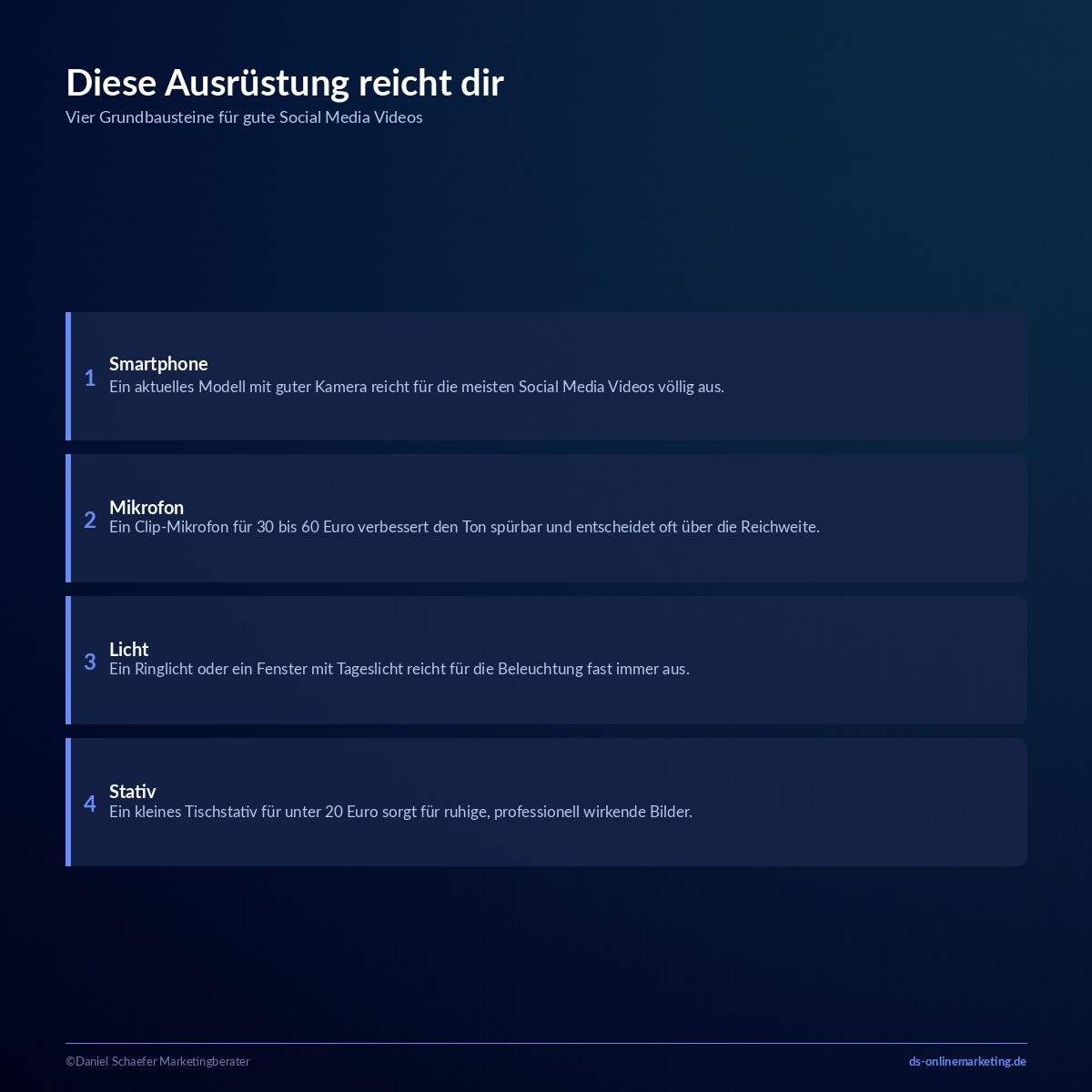 social media videos ausruestung