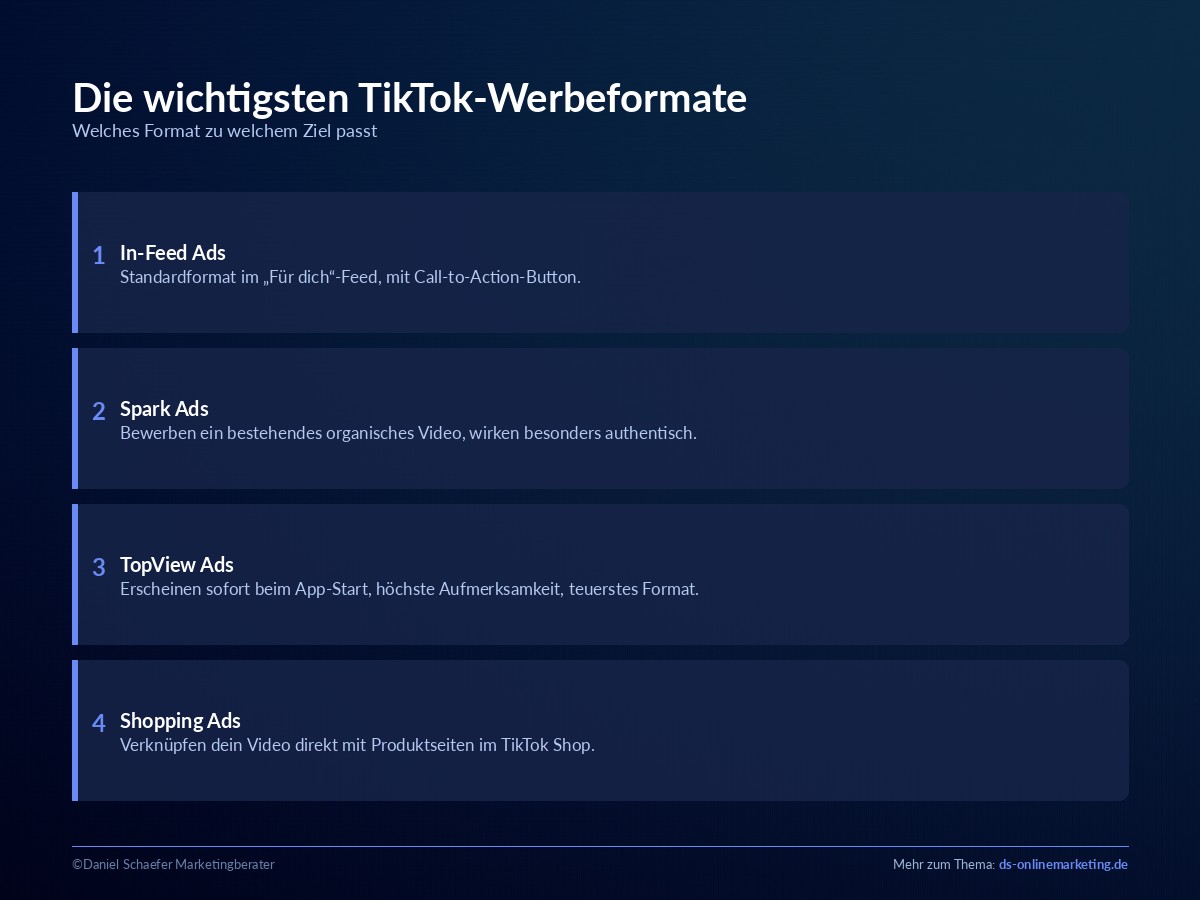 tiktok werbeformate vergleich